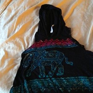 Girls Beautees brand elephant sleeveless sweater with hoodie